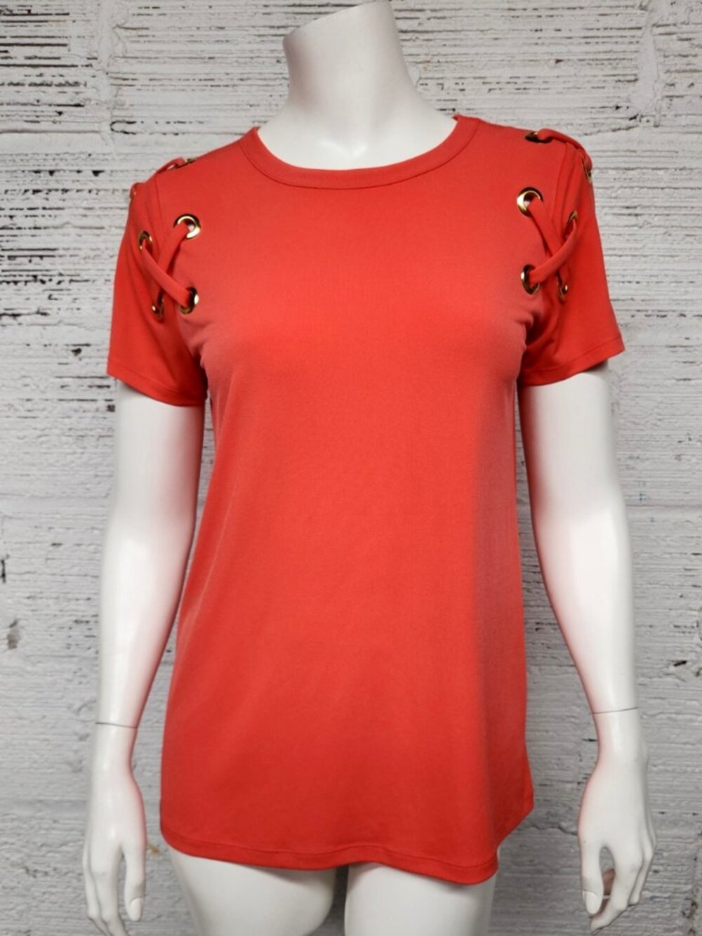 NWT Michael Kors S Women's Sangria Basic Lace Up Shoulders With Gold Grommets